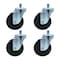 Bk Resources 4-inch Threaded Stem Casters, Hard Rubber Wheels, Brake, 300lb Cap, Grease/Water Resistant, 4PK 4SBR-5ST-HR-PS4 - alternate 2